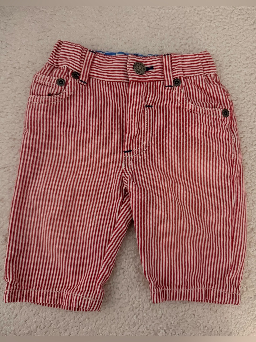 Mini Boden Red & White Striped Pants 0-3mo